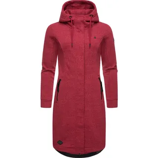 Ragwear Damen, Leichter Sweat Übergangsmantel lang windabweisend mit Kapuze Letti Long Raspberry Gr. M - M