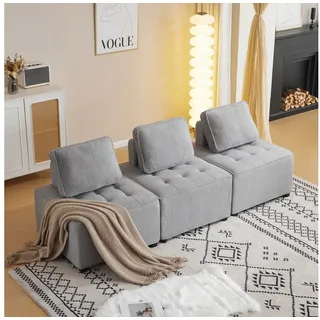 MODFU Loungesessel Einzelsofa, Wohnzimmer Sofa (Modulsofa, 1-Personen-, 2-Personen-, 3-Personen-, 4-Personen-Ecksofa, Spleißsofa) grau