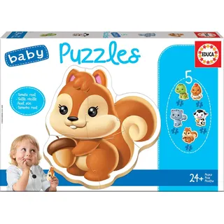 Educa 13473, Tiere, Baby Puzzleset mit 5 Puzzles für Kinder ab 24 Monaten