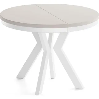 WFL GROUP Runder Esstisch 100 x 77 x 100 cm beige