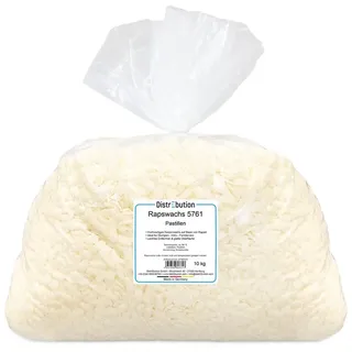 DistrEbution Bastelnaturmaterial Rapswachs Pastillen, Kerzenwachs 1–25 kg Veganes, pflanzliches Wachs, Kerzen gießen, ideal für Stumpenkerzen, Strukturkerzen & Motivkerzen