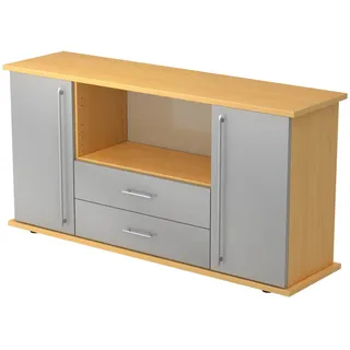 bümö Sideboard, Buche, Silber, Holzwerkstoff, Buche, 2 Fächer, 166.1x84x44.8 cm, FSC Mix, Wohnzimmer, Kommoden & Sideboards, Sideboards