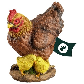 VERDOBA Gartenfigur Hühner, Hähne, Küken Gartenfiguren - wetterfeste Huhn Deko für draußen braun