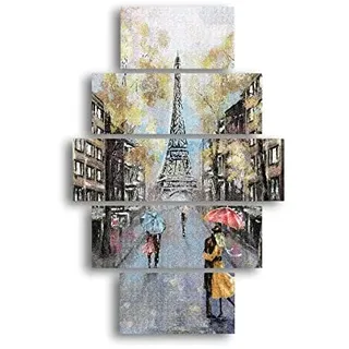 Homemania Bild Paris 5 Städte und Landschaften pro Wohnzimmer, mehrfarbig, 95 x 0,3 x 60 cm, HM205MDF252, MDF