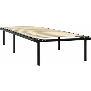 vidaXL Bettgestell Metallbett Bett Schlafzimmerbett Einzelbett Schlafzimmermöbel Ehebett Bettrahmen Lattenrost Schwarz Metall 90x200cm