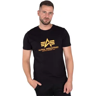 Alpha Industries Basic Neon Print Kurzarm-T-Shirt Black / Neon Orange M