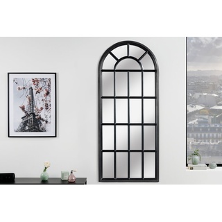 riess-ambiente Wandspiegel CASTILLO 140cm schwarz (Einzelartikel, 1-St), Wohnzimmer · groß · halbrund · mit Rahmen · Fenster-Design · Deko schwarz