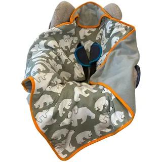 Universal-Einschlagdecke für den Kindersitz. Baumwolljersey und Fleece-wendbare, Doppelschichtdecke, die Babys im Kindersitz warm hält. Für Kindersitzgruppe 0/0+ mit 3- oder 5-Punkt-Gurtsystem(Eisbär)
