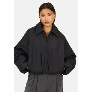 Brave Soul Kurzjacke Damen-Steppjacke im Oversize-Schnitt mit Kapuze schwarz M