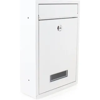 BITUXX Briefkasten klein mit Namensschild Weiss MS-16847 - Weiß