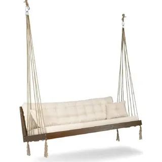 Xlmoebel Gartenlounge-Set Stilvolles Hängesofa aus Holz mit gemütlichen Polstern, (Hängesofa), Hergestellt in Europa weiß