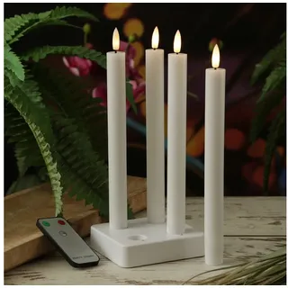 MARELIDA LED-Kerze LED Stabkerzen LISA Tafelkerzen Dinnerkerzen wiederaufladbar weiß 4St., LED Classic, warmweiß (2100K bis 3000K) weiß