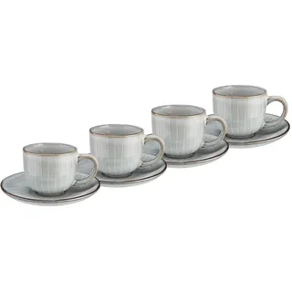 BUTLERS Espressotasse 90ml 4er Set 4 Personen HENLEY Steinzeug Geschirr | Kaffeetassen Tee Chai Latte Espresso Macchiato | Landhausstil reaktive Glasur | Mikrowellen- & spülmaschinenfest