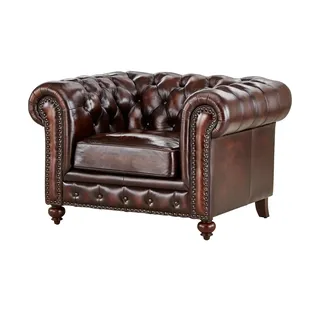 uno Sessel im Vintage-Look Chesterfield , braun , Maße (cm): B: 124 H: 80 T: 100