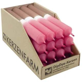 DIP DYE Stabkerzen Altrosa-Taupe, 180/22 mm, KERZENFARM HAHN, Brenndauer 7h, 16 St.