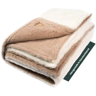 Ritter Decken La Paz Alpakadecke 140 x 220 cm - Creme-Kamel - Hochwertige Decke mit Fell-Charakter aus Alpakahaar - Weiche Naturhaardecke - Made in Germany