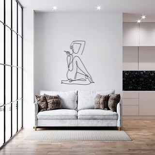 Decovieno Metall Geometrische Minimalistische Linie Kunst Wand Dekor, 83 cm Länge x 63 cm Breite x 3 cm Höhe, Schwarz