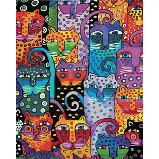 Artnapi Malen nach Zahlen Erwachsene mit Rahmen | DIY Handgemalt | Tiere - Bunte Katzen | Kit für Anfänger und Erwachsene | Set inklusive Acrylfarben & Pinsel | 40x50cm Leinwand | Ideal als Geschenk