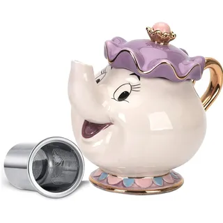 GZHaiTuoSi Mrs. Potts Teekanne, Porzellan-Teekanne mit Teesieb und Deckel, Die Schöne und das Biest, 540 ml, Weiß