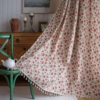 Boho-blumen-verdunkelungsvorhänge Für Ein Schlafzimmer Im Shabby-chic-stil, Verdunkelnd, Wärmeisolierend, Dicke Stoffbahnen (größe: 150 X 220 Cm)