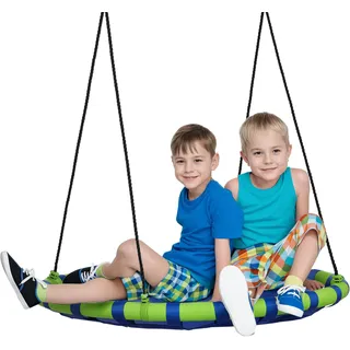 Runde Vogelnestschaukel, Höhenverstellbar, Zum Aufhängen, Geeignet Für Kinder Und Erwachsene, Für Den Garten, Tragkraft 150 Kg, Ø 100 Cm, Blau