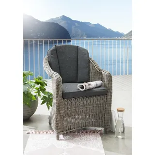 Destiny Gartensessel MALAGA 2er Set, Polyrattan + Aluminium, vintage grau
