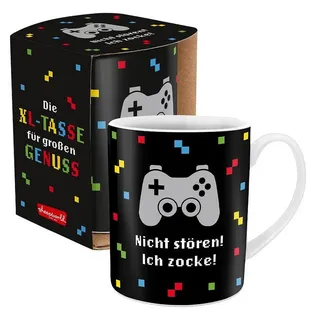 Sheepworld Tasse Jumbo Tasse Becher Tee Kaffeetasse 60cl Geschenk Sheepworld ZOCKEN, Porzellan schwarz