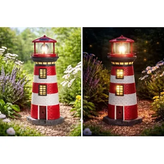 CEPEWA - LED Solar Leuchtturm Leuchtfeuer Turm 38cm Höhe
