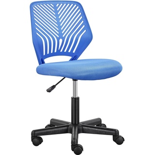 Yaheetech Schreibtischstuhl Drehstuhl Jugenddrehstuhl Bürostuhl mit Rücklehne ohne Armlehnen Arbeitsstuhl höhenverstellbar Blau