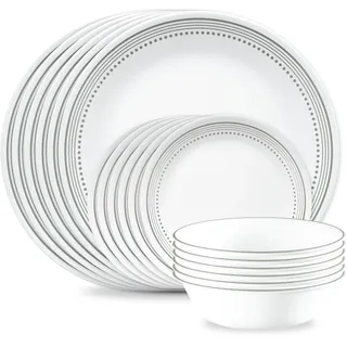 Corelle 18-Piece Dinnerware Service for 6, Chip Resistant, Mystic Gray Geschirr-Set, Glas, Mystisches Grau