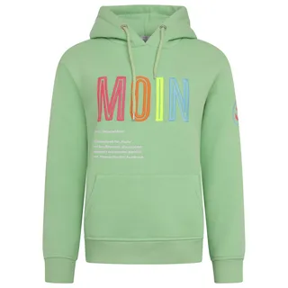 Sweatshirt ZWILLINGSHERZ Gr. SM, grün (hellgrün) Damen Sweatshirts mit Kapuze, Frontprint, Neondetail