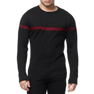 Banco Rundhalspullover Rundhals Basic Pullover Ganzjahrpullover Winter Herbst Frühling rot|schwarz S