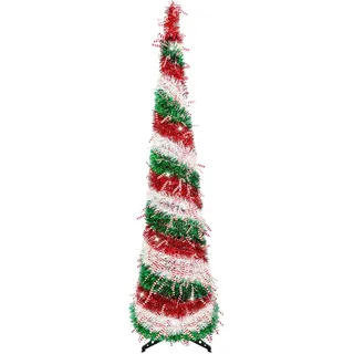 Regenbogen Weihnachtsbaum, 1.5m Spiral Lametta Girlande Weihnachtsbaum, Künstlicher Doppelstreifen Tannenbaum Rotgrün, Für Zuhause Wohnung Büro Festdekoration