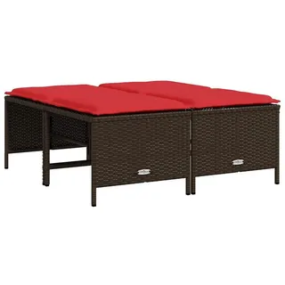 vidaXL Hocker Gartenhocker mit Kissen 4 Stk. Braun Poly Rattan (1 St) braun