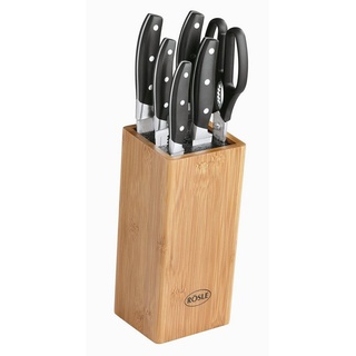 RÖSLE Messerblock Messerblock 7-tlg. aus Bambus mit 5 Messern & Küchenschere Kochmesser (7tlg), Bambus Messerblock 7-tlg. silberfarben
