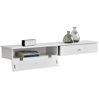 [en.casa] Wandregal Larvik 60 x 24 x 12,6 cm 2er Set mit Staufach Weiß