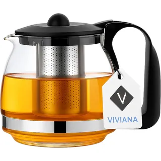 Viviana Glas-Teekanne Shov Edition, 1700ml | Hitzebeständig, Edelstahl-Infuser, Für losen Tee, Klarglas-Optik
