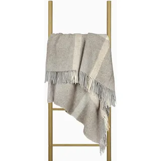 Nostra Zelandia 100% Reine Wolldecke – Warme, atmungsaktive und leichte Wolldecke für Sofa,Bett und Outdoor-Bereich,temperaturregulierender Komfort mit Fransen (Hellgrau Melange)