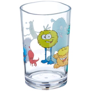 Emsa Kinder-Trinkglas Kids, 0,2 Liter, Motiv: Monster, Blau/Gelb, 1 Stück (1er Pack)
