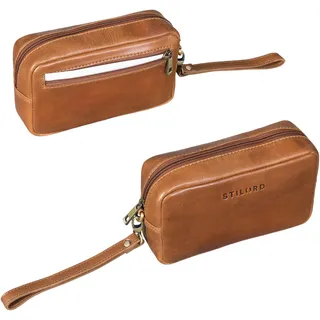 STILORD Larkin Herren Hand-Gelenk-Tasche Echtleder klein braun Glattleder - Organizer Handtasche Pochette Reisegeldbeutel Männer-Handtasche mit Hand-Schlaufe Ledertasche