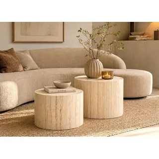 Couchtisch ACTONA GROUP "Dice 2er Set - Steinoptik, modern & stilvoll, skandinavisches Design", beige, B:58cm H:40cm T:58cm, Tische, Couchtisch, OTTOs Choice, Pflegeleichter Beistelltisch, vielseitig, robust