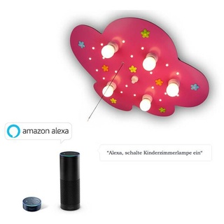 Deckenl. Wölkchen, Blumenwiese, magenta "Amazon Alexa kompatibel"