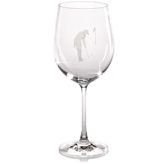 Design Golf Glas XXL mit Gravur, Cocktail Glas, Weinglas Frau beim Golfspiel
