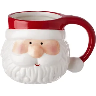 BUTLERS Tasse SANTA 400 ml Dolomit | niedlicher Kaffeebecher für Weihnachten | großer Milchkaffee-Becher | festliche Tischdeko für Büro & Glühwein-Party