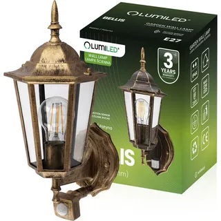 Lumiled Außenwandleuchte Aluminium, Glas IP44 mit Bewegungsmelder