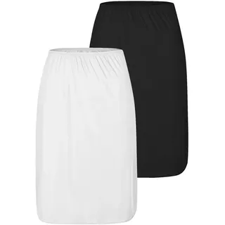 Unterrock NINA VON C. "2er Pack Halbrock Länge 60 cm Elegance", Damen, Gr. 50, bunt (weiß schwarz), Obermaterial: 81% Viskose CV. 19% Polyester PES., Röcke Unterrock