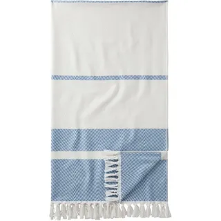 Egeria Hamamtuch Pestemal Herri, Hamam Frottier (1-St), 100x180 cm, mit Muster & Fransen, ideal als Strandtuch blau