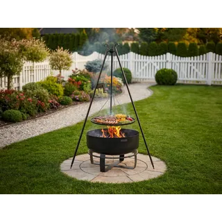 Feuerschalen-Set CookKing Viking XXL 80cm mit Schwenkgrill & Dreibein mit Kurbel