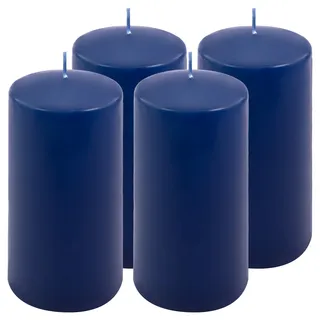 Stumpenkerze Höhe 15 cm Ø 7,5 cm lange Brenndauer Rund-Kerze Säulenkerzen Kerzen-Deko Tafelkerzen Weihnachts-Kerzen Hochzeit Xmas (blau, 4)