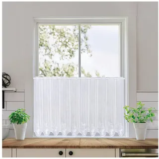 Gerster Scheibengardine Fabia, nach Maß (1 St), Durchzuglöcher, transparent, Voile, SB-Bistro "Fabia", maßgenaue Anfertigung weiß 80 cm x 60 cm